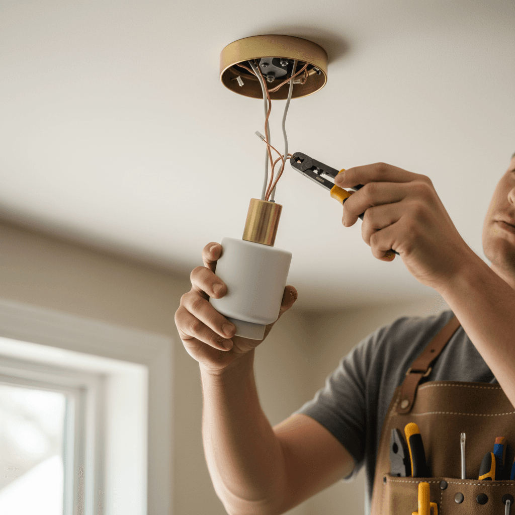 Recessed lighting installation in residential ceiling