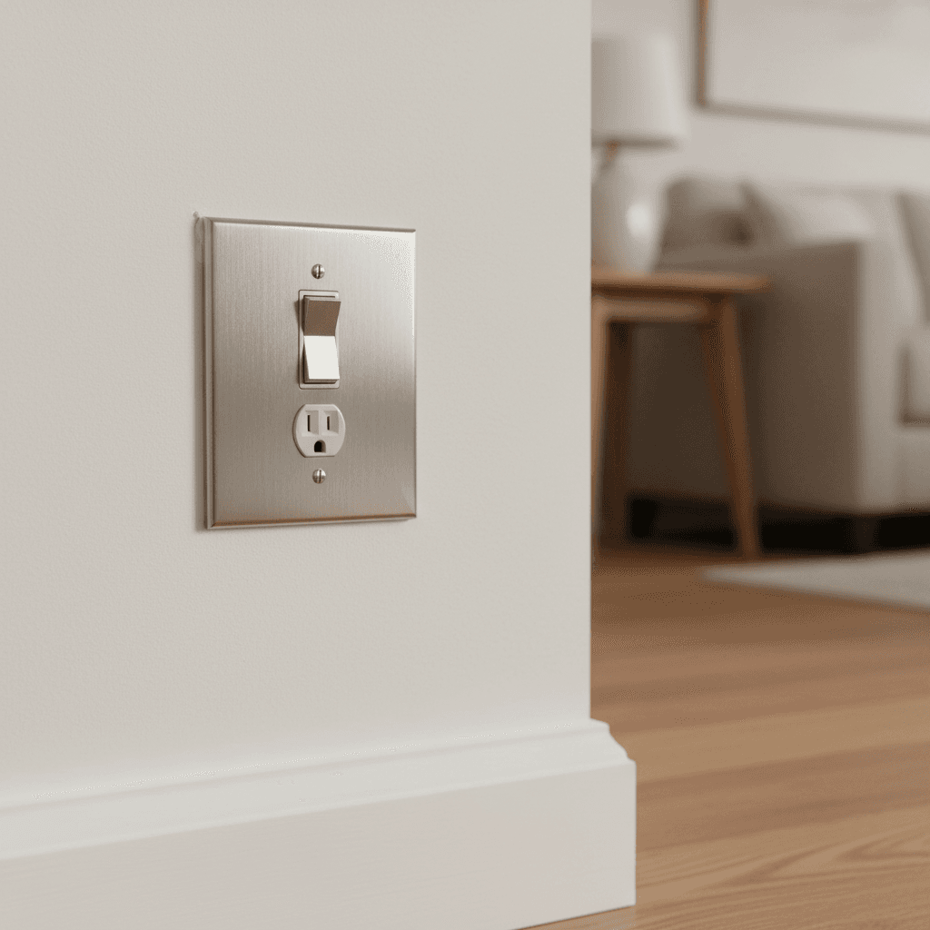 Finished residential electrical outlets and switch installation